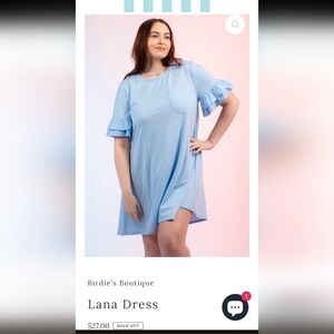 Light Blue Ruffle Sleeve Dress